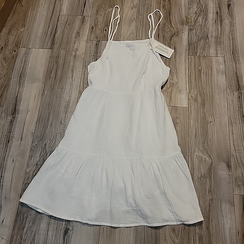 Dear John White Cotton Dress Size Small Spaghetti Straps Textured‎ Fabic Summer